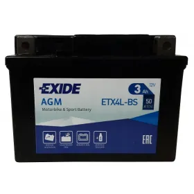 Akumulator EXIDE ETX4L-BS/YTX4L-BS 12V 3Ah 50A